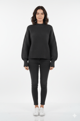 OAKRIDGE WOMENS CHUNKY BLACK SWEATER - Smgarment's